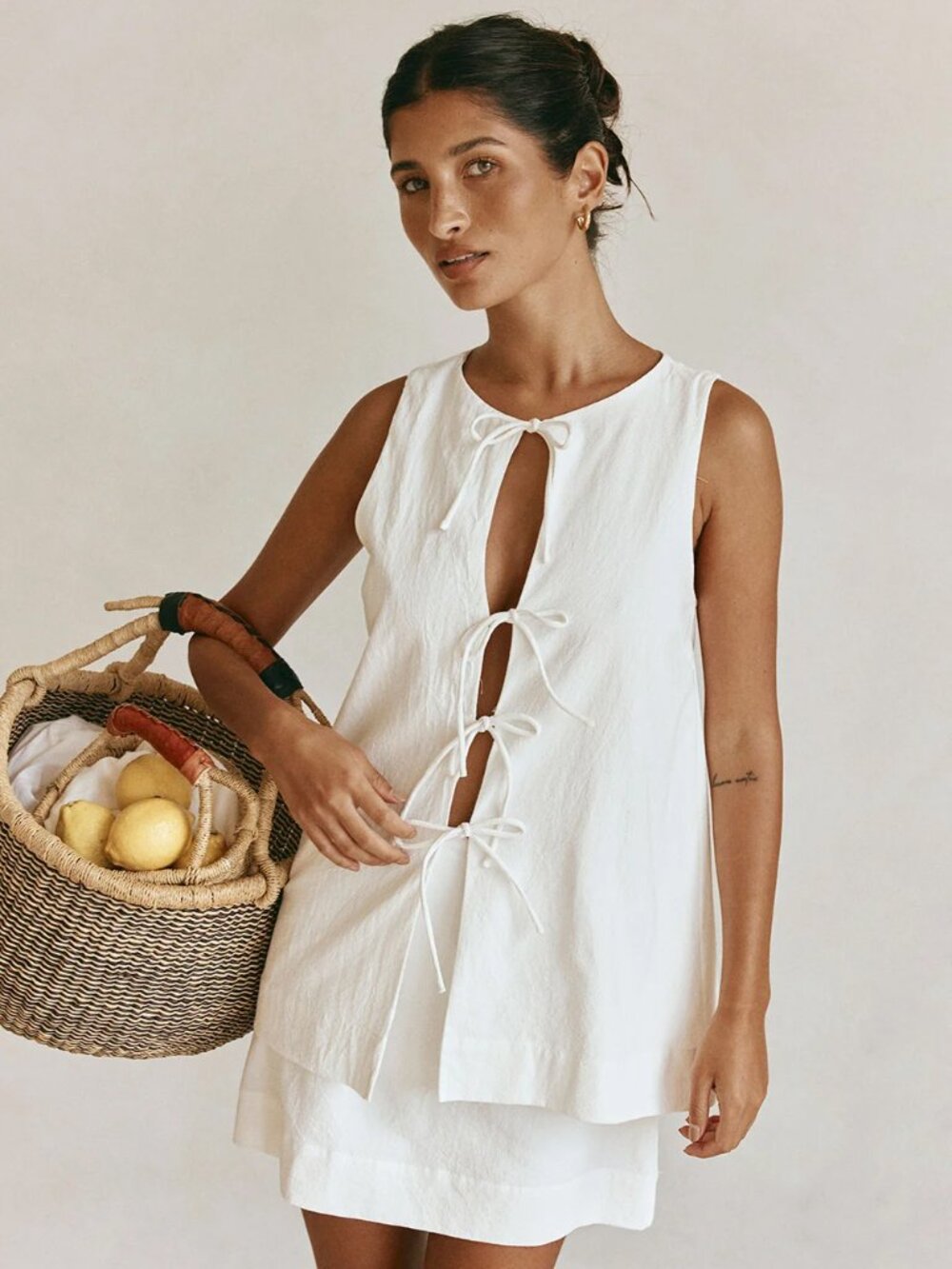 Sabo Skirt White Cotton Liliana Dress NWT Size L